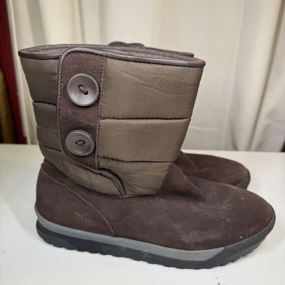 Lands End Womens Brown Casual Suede 394102 Mid Calf Winter Boots Size 8 B - Picture 1 of 9